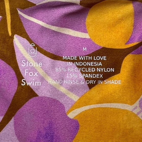 1Fox Stone Swim LeLe Bikini Top, Bandeau, Retro Bloom, Pink/Orange, size Medium - Picture 8 of 15